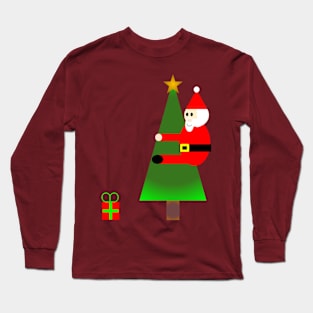 Santa Climbs a Christmas Tree Long Sleeve T-Shirt